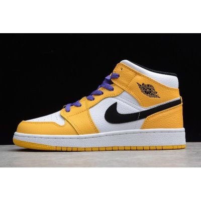 Nike Air Jordan 1 Mid Se Beyaz / Sarı / Mor / Siyah Basketbol Ayakkabısı Türkiye - 3MU0ZSAX